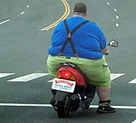 Fat man on bike